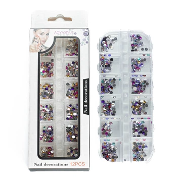 Набір страз для манікюру Aoyasiyue Nail Decoration асорті 12 шт № 2 Кольорові мікс