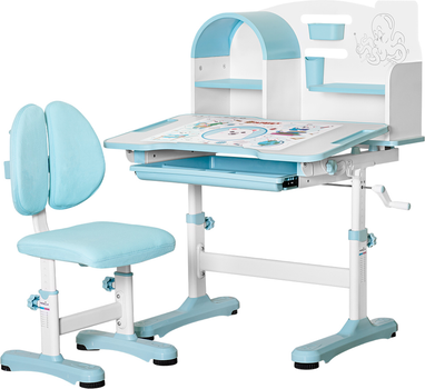 Комплект мебели стол + стульчик + полка Mealux Octo Blue (BD-33 BL)