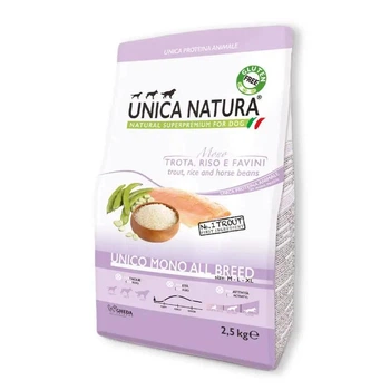 Сухой корм для собак с форелью, рисом и лошадиными бобами Unica Natura Unico All breed Mono - Trout 2,5kg