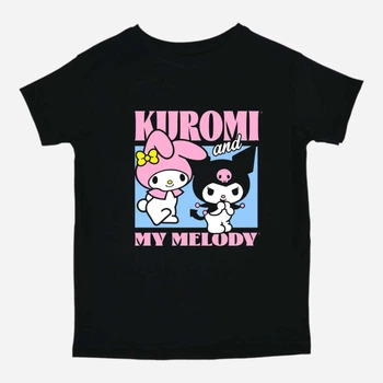 Детская футболка для девочки Спиногрыз Kuromi and My Melody 10-00739 134 см Черная (ROZ6501019638)