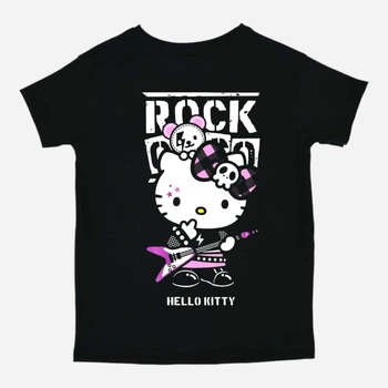 Підліткова футболка для дівчинки Спиногриз Rock Kitty 10-00740 140 см Чорна (ROZ6501019647)