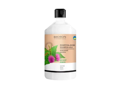 Шампунь-шелк Bioton для всей семьи питательный (лопух, крапива и просо) 1 л (86511)