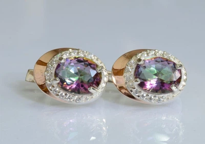 Серебряные серьги Silverstyle с золотыми пластинами 180с цвет камня аметист
