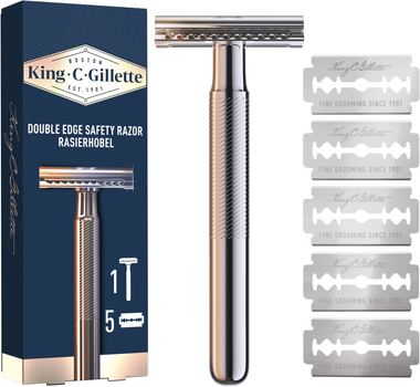 Станок для гоління чоловічий (Безпечна бритва) Gillette King C. з 5 змінними лезами (7702018590148)
