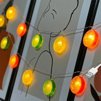 Светодиодная новогодняя гирлянда "Фрукты", 10 LED, 4м, на батарейках и USB, статический режим, Теплый белый