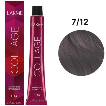 Фарба LAKME Collage Creme Hair Color Стійка для волосся 7/12 Ash Violet Medium Blonde 60 мл