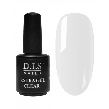 Твердий гель для нарощення нігтів DIS EXTRA GEL CLEAR (з пензликом) 15 мл
