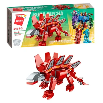Детский Конструктор Qman 1414-1-6 трансформер (робот+динозавр) 93 дет Stegosaurus