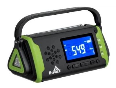Радиоприемник портативный 6400 мАч Bivacc Quercus Bluetooth солнечная батарея с фонариком и функцией Powerbank (Зеленый)