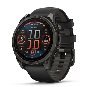 Смарт-годинник GARMIN Fenix 8 47mm AMOLED Sapphire Carbon Gray DLC Titanium w. Black/Pebble Gray S. Band (010-02904-20/21)