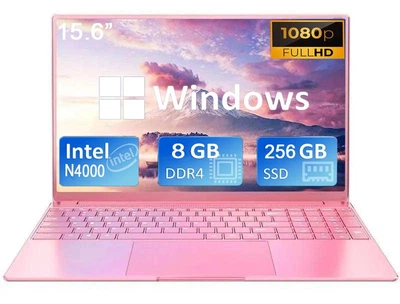 Ноутбуки 15,6-дюймовий, Intel Celeron N4000, 8 ГБ оперативної пам'яті, жорсткий диск 256 ГБ, Windows Pro, трояндовий