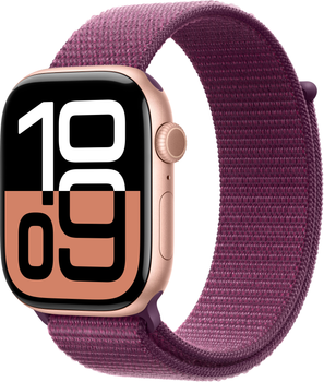 Смарт-годинник Apple Watch Series 10 GPS 46mm Rose Gold Aluminium Case with Plum Sport Loop (MWWV3)