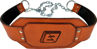 Пояс для отягощения EasyFit кожаный ремень с цепью для утяжеления EF-DBC-250-BR 250 кг Коричневый (56002861)