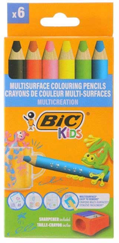 Олівці кольорові BIC 6 Multisurface + стругачка (3086123727816)