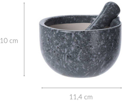 Ступка кухонна Excellent Houseware з товкачем керамічна 10.5 x 6 см Сіра (5902973418514)