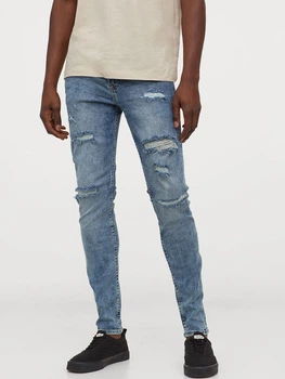 Джинси Skinny рвані чоловічі H&M 0825927 30-30 Темно-сині (KAY2000001536780)