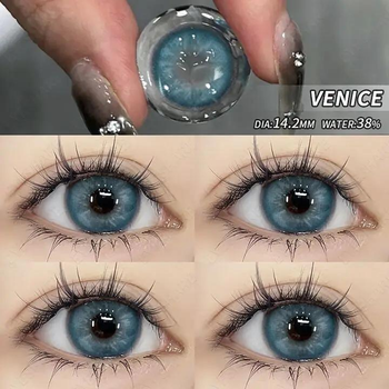 Лінзи кольорові Eyeshare без діоптрій блакитні Venice Blue + контейнер для зберігання
