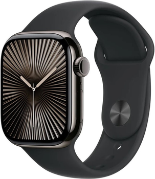 Смарт-годинник Apple Watch Series 10 GPS + Cellular 42mm Slate Titanium Case with Black Sport Band - M/L (MWXH3)