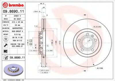 Гальмівний диск Brembo (09869011)