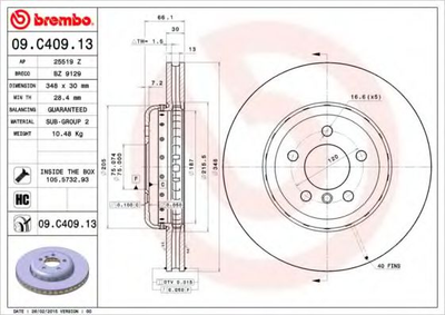 Гальмівний диск Brembo (09C40913)