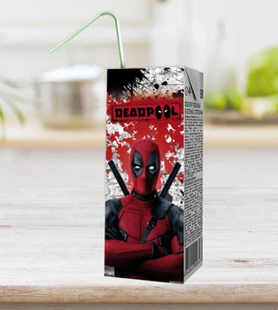 Наклейка на сок "Дедпул \ Deadpool" 12 х 4,6 см