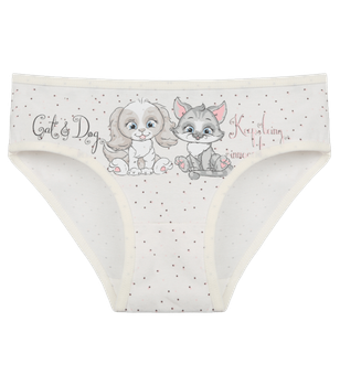 Детские слипы для девочки с принтом Cat Dog - Donella - 4112Y3 - 122-128 см - Молочный