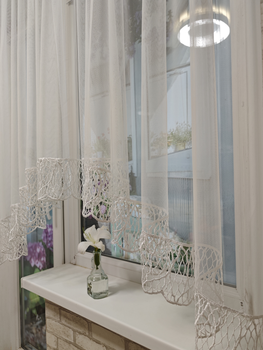 Тюль-арка Троя №210 Біла з мереживом Рішельє 400х155 см (ROZ6400075917)