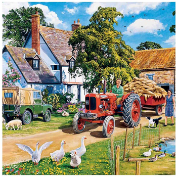 Zestaw puzzli Gibsons The Farmer's Round 19 x 13 cm 4 x 500 elementów (5012269050554)