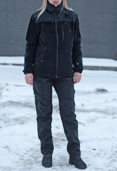 Жіночі тактичні штани Softshell на флісі Чорні Поліція (42)