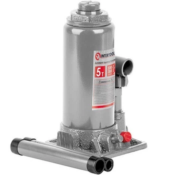 Домкрат гидравлический Intertool 5 т 200-385 мм одноштоковый бутылочный вертикальный автомобильный (000016019)