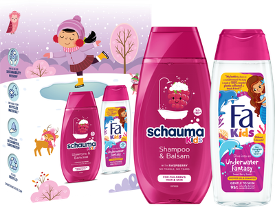 Набір для дівчаток Kids girl for Children's Hair & Skin Шампунь-бальзам Schauma 250 мл + Гель для душу Fa 250 мл (4015100863321)