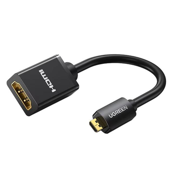 Кабель UGREEN 20134 Переходник Micro HDMI штекер to HDMI разъем 4K 60Hz Ultra HD 22см Black