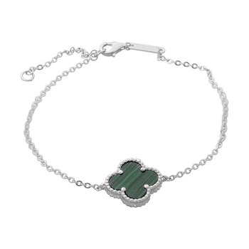 Серебряный браслет с малахитом, вес изделия 2,4 гр (60002085)