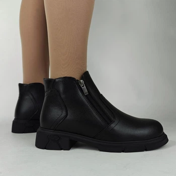 Женские зимние ботинки MYZ 0059 BLACK из натуральной черной кожи. Размер 36