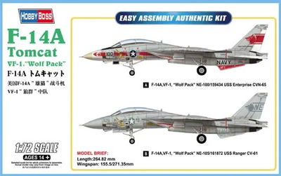 Модель для склеювання Hobby Boss F-14A Tomcat VF-1 Wolf Pack 1:72 (6939319202796)