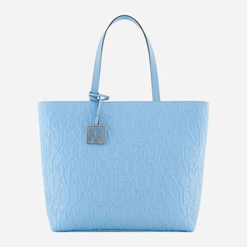 Сумка-шоппер женская из искусственной кожи большая Armani Exchange 875877870 Голубая (1159812640)