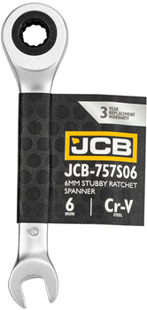 Ключ комбинированный JCB короткий с трещоткой 6 мм (JCB-757S06) (СТ-00163187)