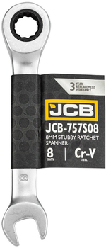 Ключ комбинированный JCB короткий с трещоткой 8 мм (JCB-757S08) (СТ-00163188)