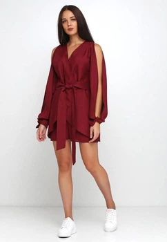 Женский костюм-двойка с шортами и ассиметричной блузой Подіум 25862-BORDO XL Бордовый