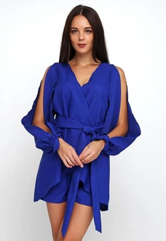 Женский костюм-двойка с шортами и ассиметричной блузой Подіум 25862-BLUE XL Синий