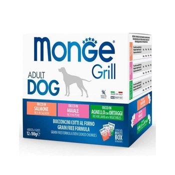 Влажный корм для собак Monge Dog Grill Mix Lamb&Pork&Salmon 12*100 г (8009470017503)[89881]