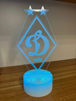 3D LED-ночник Динамо Киев (Dynamo Kyiv) 22 см, футбольный светильник с USB и батарейками, подарок фанату
