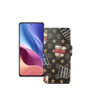 Чохол-книжка з екошкіри для телефону Xiaomi Redmi K40 2021 Луї-Вітон-коричневий