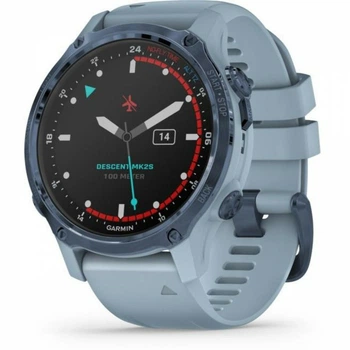 Смарт-годинник Garmin Descent Mk2S Mineral Blue with Sea Foam Silicone Band (010-02403-07)