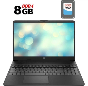 Ноутбук HP 15s-fq3xxx / 15.6" (1366x768) TN / Intel Celeron N4500 (2 ядра по 1.1 - 2.8 GHz) / 8 GB DDR4 / 256 GB SSD / Intel UHD Graphics / WebCam б/у