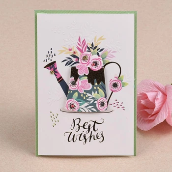 Мини открытка с аппликацией "Best wishes" цветы 10х15 см