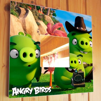 Декоративное зеркало "Герои мультфильма Angry Birds" украшение интерьера в детскую комнату, спальню, стильный сувенир