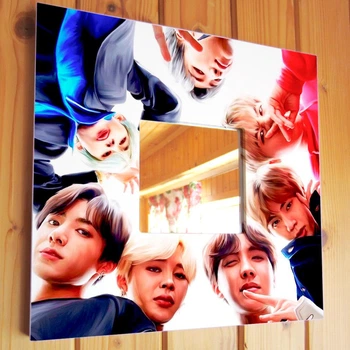 Зеркало "Группа BTS" сувенир для фанатов корейской K-pop, поп музыки, украшение интерьера спальни, кафе, бар, клуб