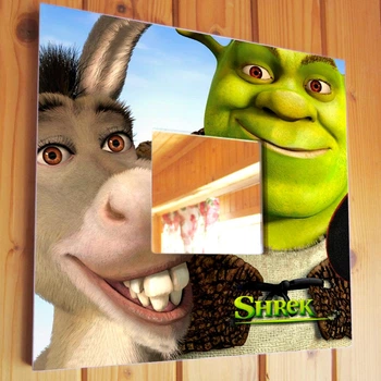 Декоративное зеркало "Шрек и осел. Shrek" герои мультфильма, украшение для детской комнаты, спальни