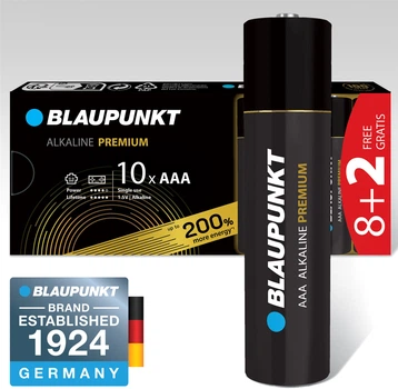 Набір батарейок лужних Blaupunkt Premium Alkaline AAA 10 шт (8+2) (LR03BPR/10CB 8+2)